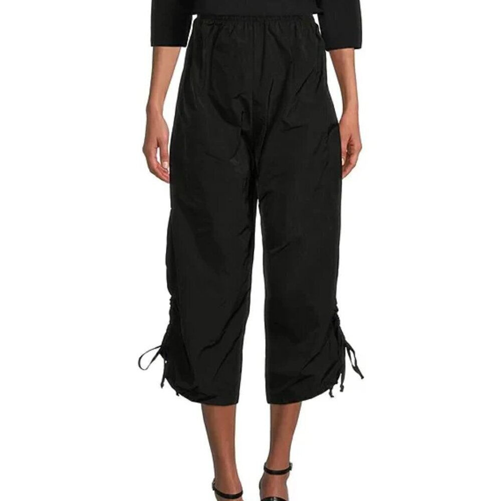 Bryn Walker Side Ruched Pants Women's Plus Size 2X Black Wide Leg Made in USA
